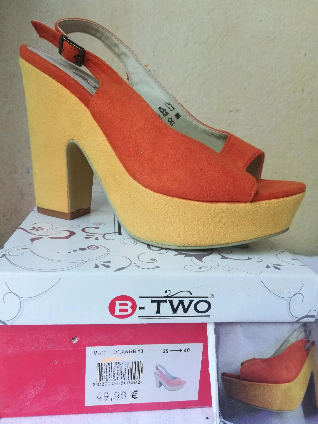 Escarpines Bicolore Naranja/Amarillo tacones 13 cm talla 37-nuevas (1 defecto) – photo 13